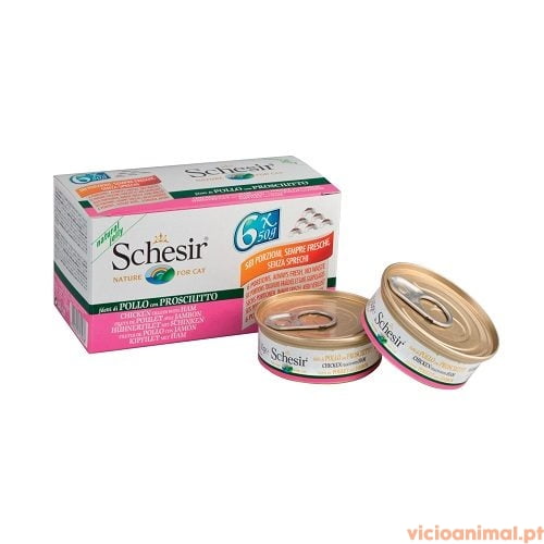 schesir, 100% natural, alimento humido, in jelly, atum, frango