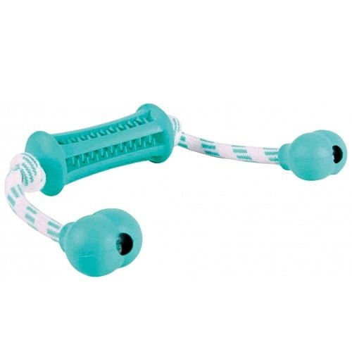 dentafun, corda com rotulas, para jogos de puxar, brinquedo cão, menta